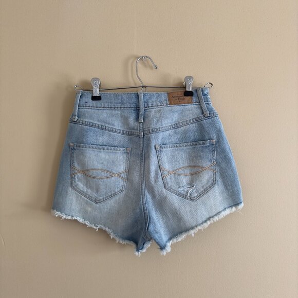 Abercrombie & Fitch Light Wash High Waisted Distressed Cutoff Shorts - Picture 2 of 4